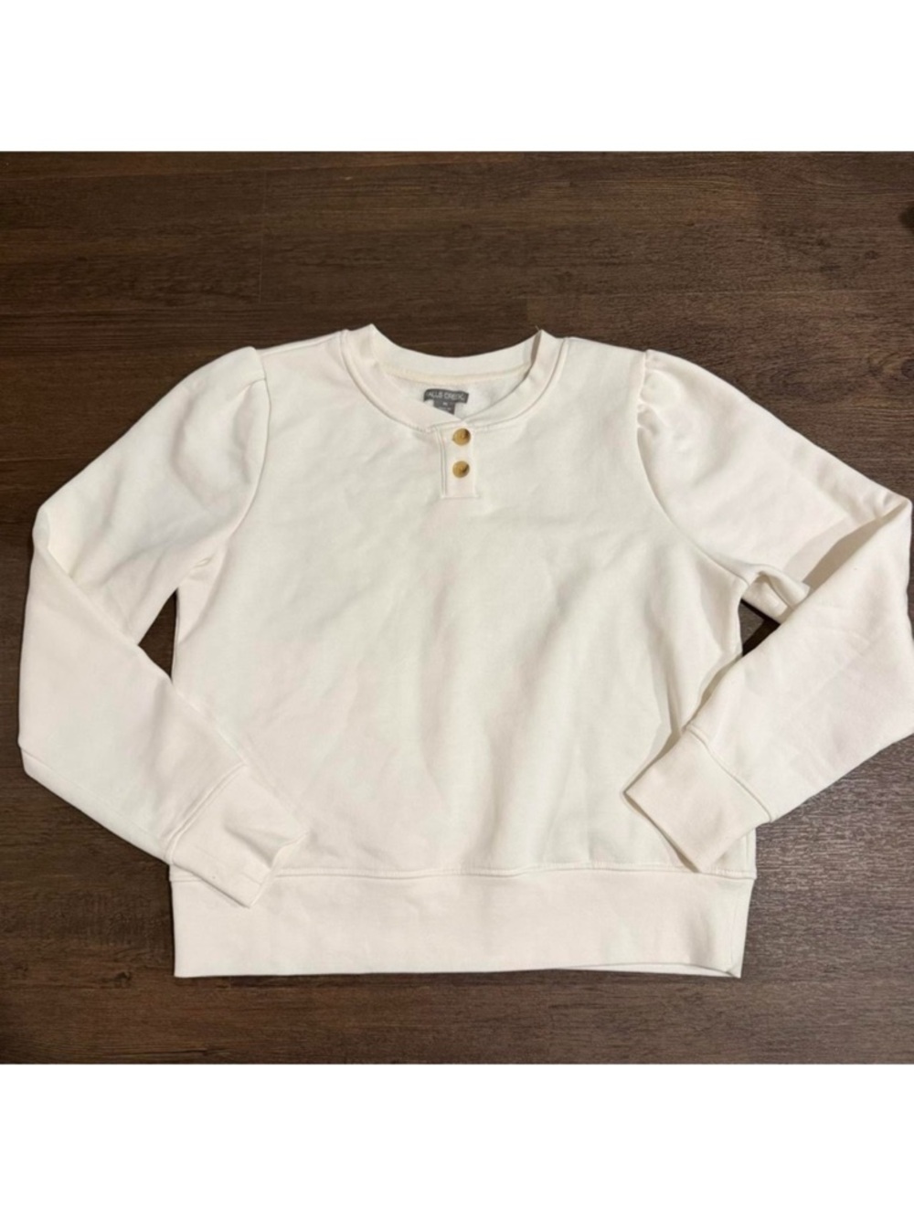 Cream Long Sleeve Top with Button Accents
